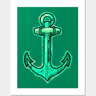 Green anchor Posters and Art